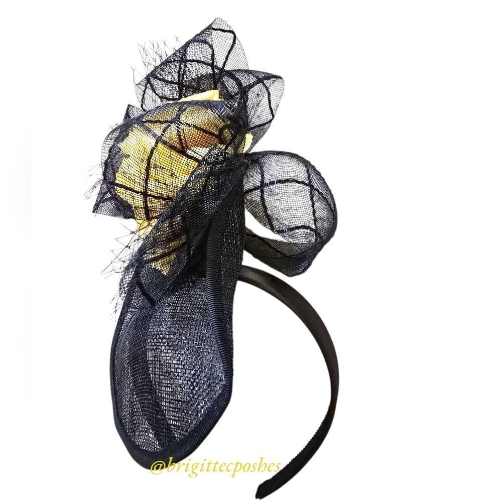 GIOVANNIO New York Black/Yellow Fascinator - Picture 9 of 12